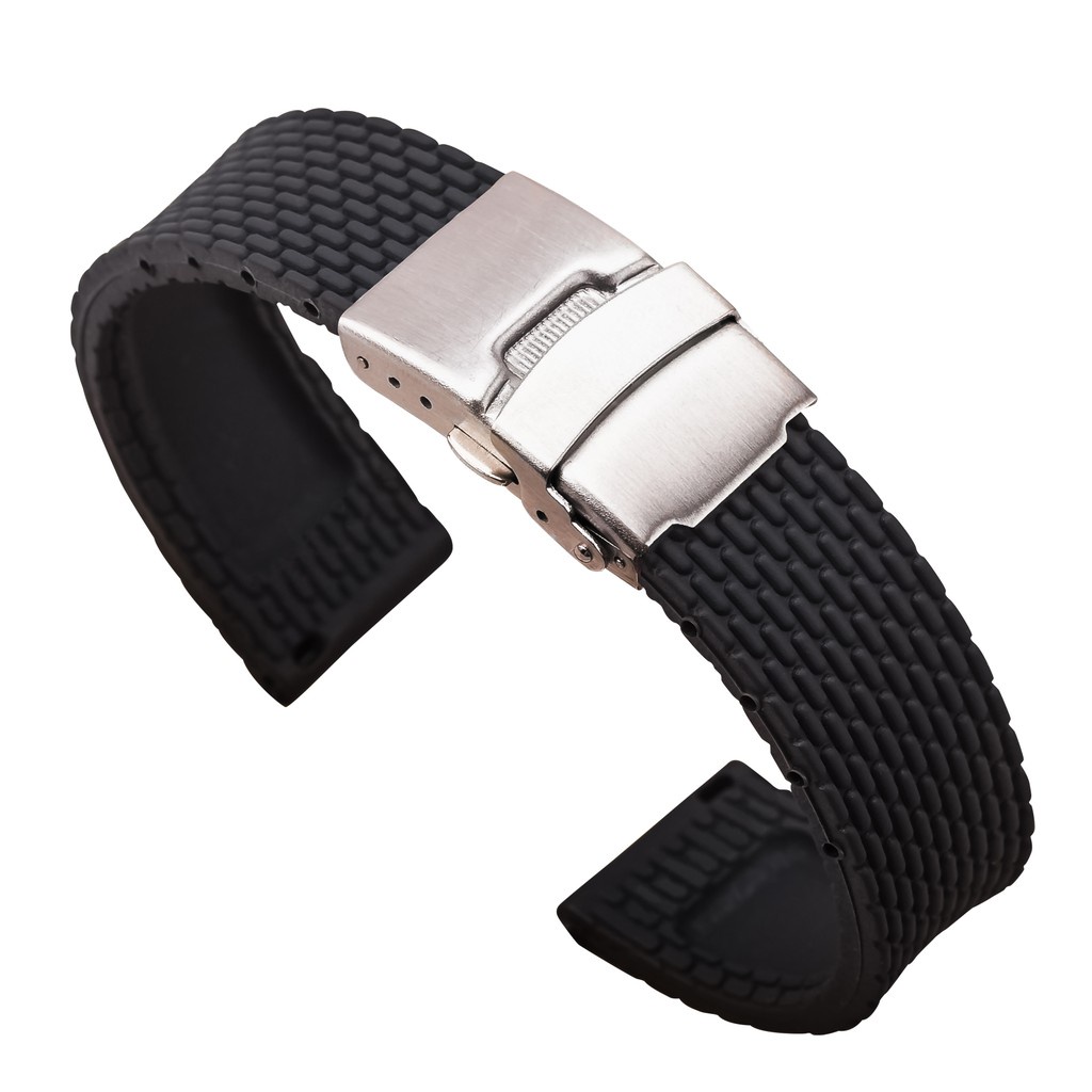 Dây Đeo Đồng Hồ Bằng Cao Su Silicon Mềm Kích Thước 18mm 20mm 22mm 24mm Dành Cho Gear S3 Huawei