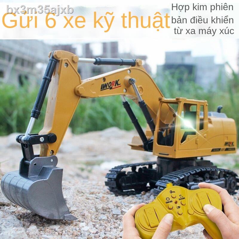 Máy xúc điều khiển từ xa mô phỏng hợp kim xe kỹ thuật điện đào và đào móc cậu bé mô hình đồ chơi trẻ e