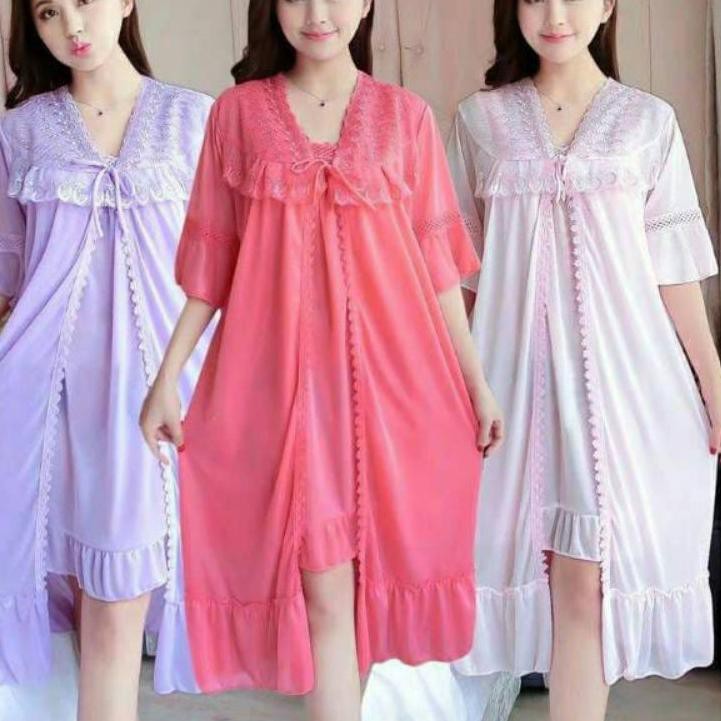 ✶ Bộ Đồ Lót Kiểu Kimono 2 Trong 1 Phối Ren Thời Trang Quyến Rũ Cho Nữ ❁