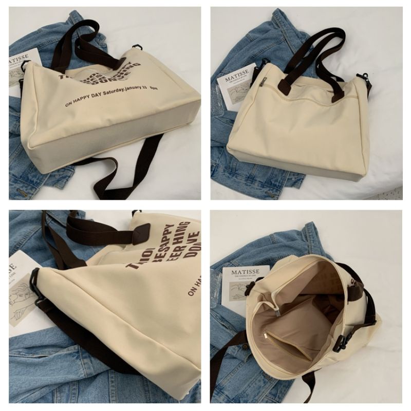 Túi Tote Vải Vintage Túi Xách Đeo Vai Đeo Chéo Đựng Laptop Đi Học Đi Làm