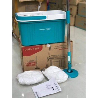 Bộ lau nhà 360 độ Happy Time thân inox chắc chắn tặng kèm miếng bông thay thế tiện lợi