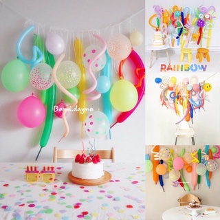 Set bóng bay dài trang trí sinh nhật phong cách Hàn Quốc kèm bơm tay