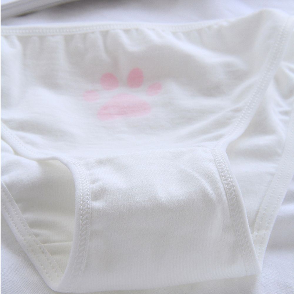 Quần Lót Cotton Lưng Thấp Thoáng Khí Có Dây Điều Chỉnh In Hình Dấu Chân Mèo Phong Cách Nhật Bản Thời Trang Cho Nữ