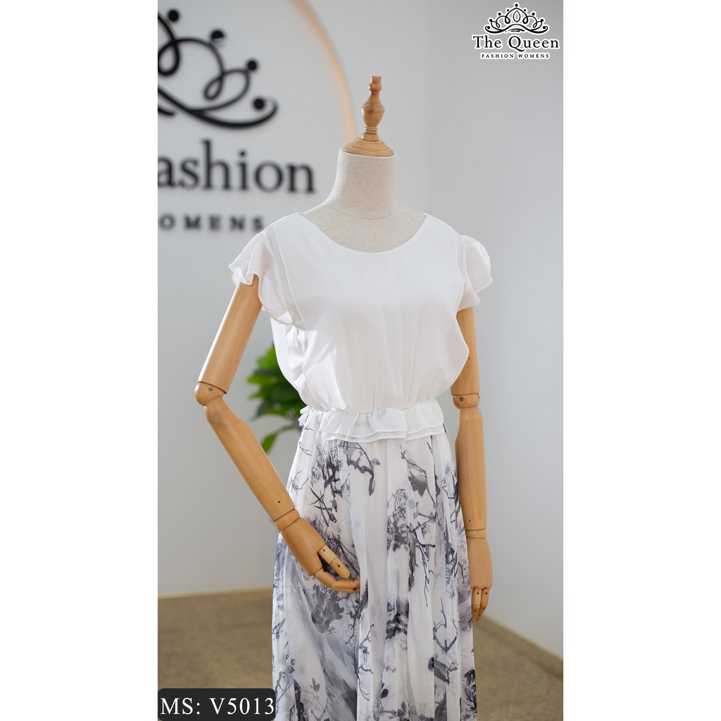 VÁY THIẾT KẾ V5013 dáng xòe sát nách, phần váy có họa tiết siêu đẹp - The Queen Fashion - Có hình chụp thật của sản phẩm | BigBuy360 - bigbuy360.vn