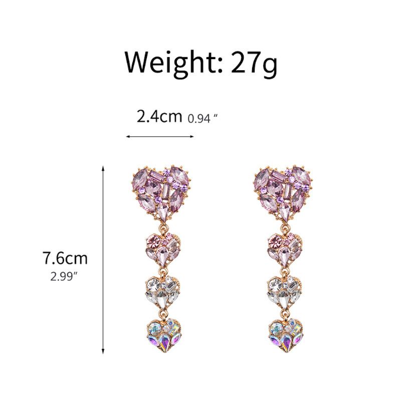 Khuyên Tai Hình Trái Tim Đính Đá Pha Lê Tím Lấp Lánh Thời Trang Cho Nữ