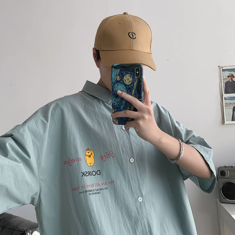 Áo sơ mi tay ngắn in hình gấu hoạt hình thời trang mùa hè cho bé trai size S-3XL | BigBuy360 - bigbuy360.vn