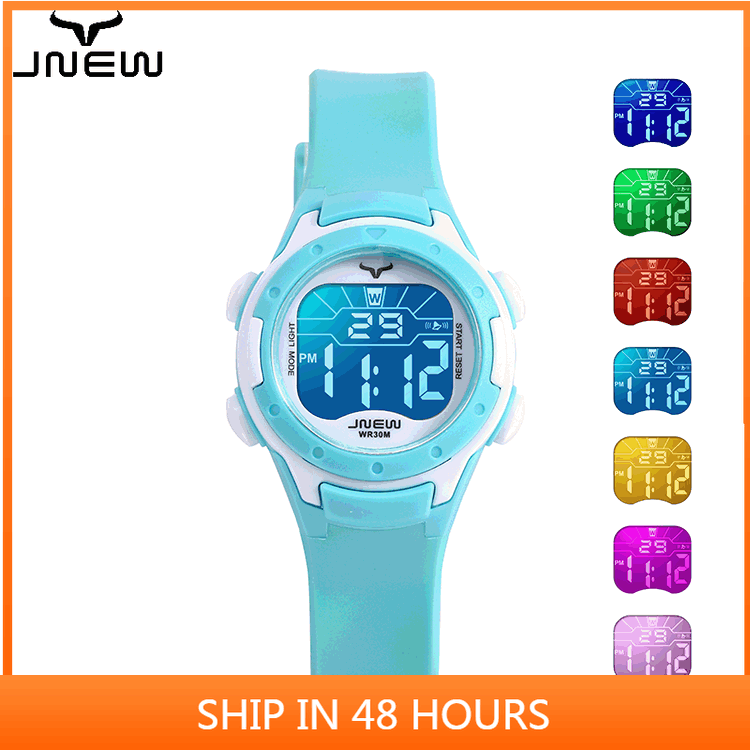 Đồng hồ trẻ em nữ đa chức năng ánh sáng đầy màu sắc đồng hồ điện tử trẻ em không thấm nước đồng hồ thể thao