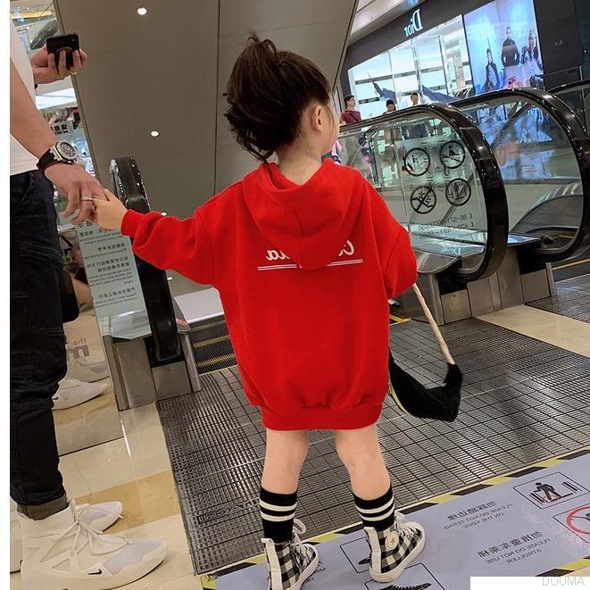 Đầm hoodie tay dài dáng rộng thời trang thu đông dành cho bé gái