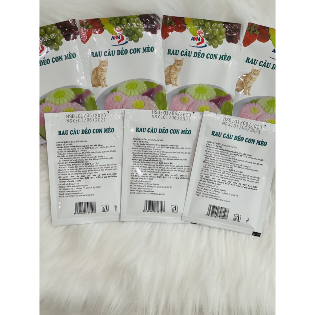 Rau câu dẻo CON MÈO 1hộp 12 gói 10 gram  – đảm bảo chất lượng