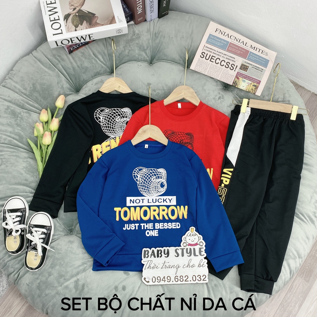 Bộ quần áo thu đông dài tay &quot;E.UP&quot; 14-45kg cho bé trai. Đồ bộ dài tay ấm áp cho bé 4-14 tuổi. B49