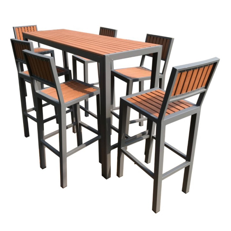 Bộ bàn ghế ngoài trời khung sắt sơn tĩnh điện - Nan gỗ Composite