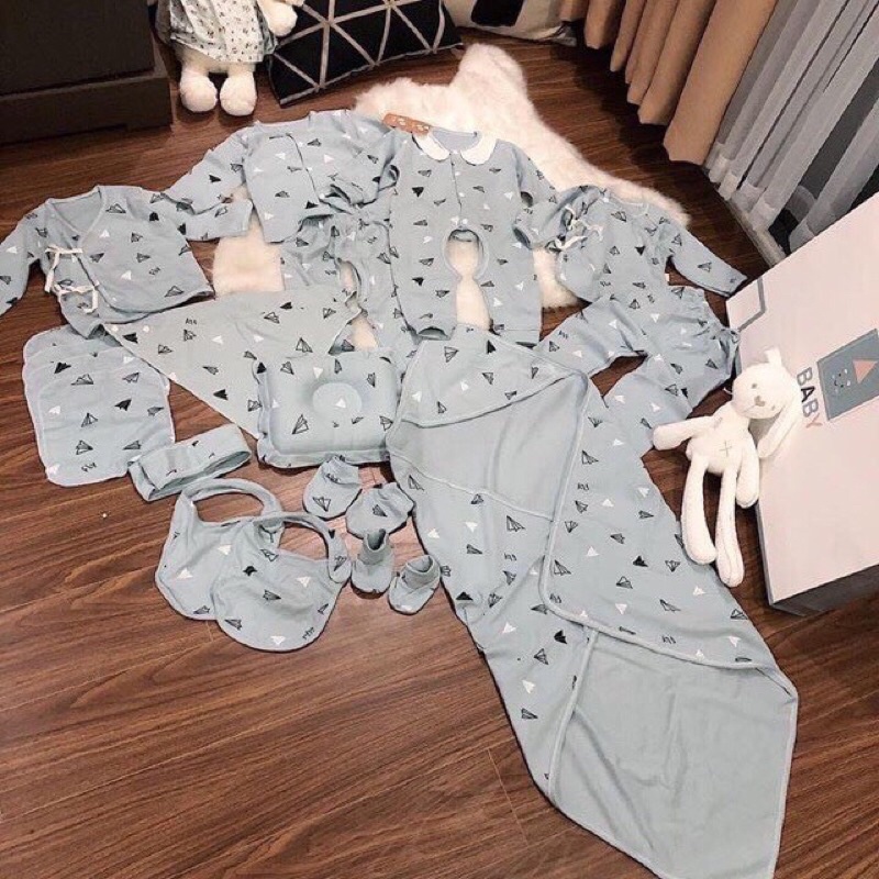 Set đồ sơ sinh quà tặng cho bé 22 chi tiết coton có hộp sang chảnh