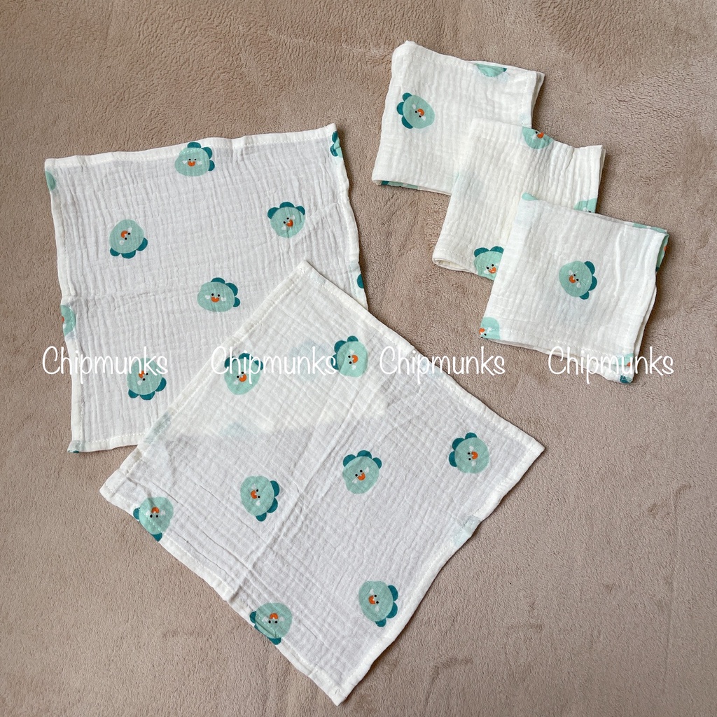 Khăn sữa xô muslin organic Chipmunks, không xù sợi an toàn cho da bé, thấm hút nhanh