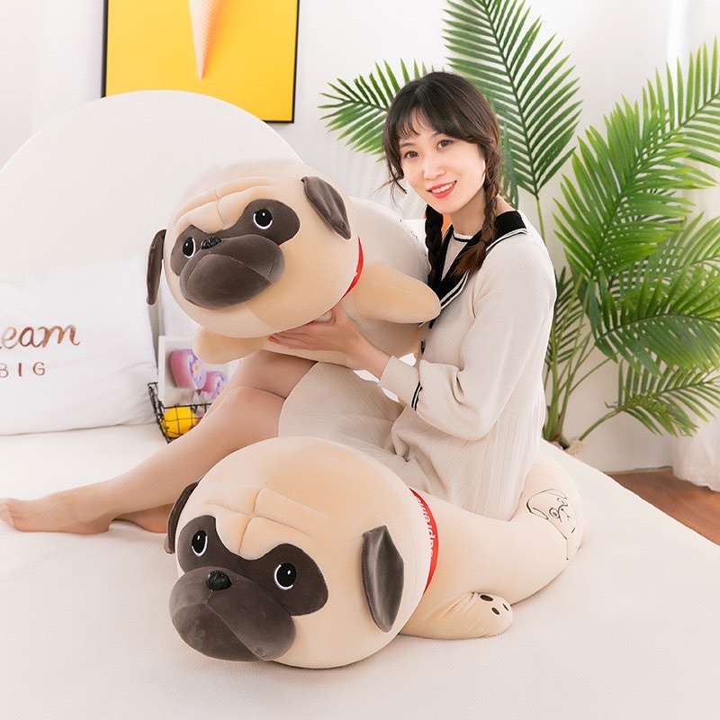 Gấu Bông Chó Pug Nằm Mềm Mịn - Gối Ôm Chó - Gấu Bông Mina
