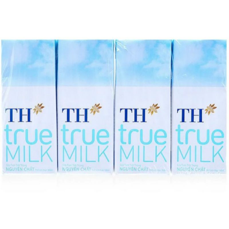 vỉ 4 hộp sữa tươi tiệt trùng th trumilk 180ml để u