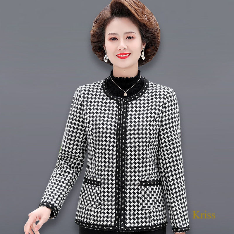 Áo khoác dáng ngắn thời trang xuân thu mới thanh lịch phù hợp cho nữ trung niên
