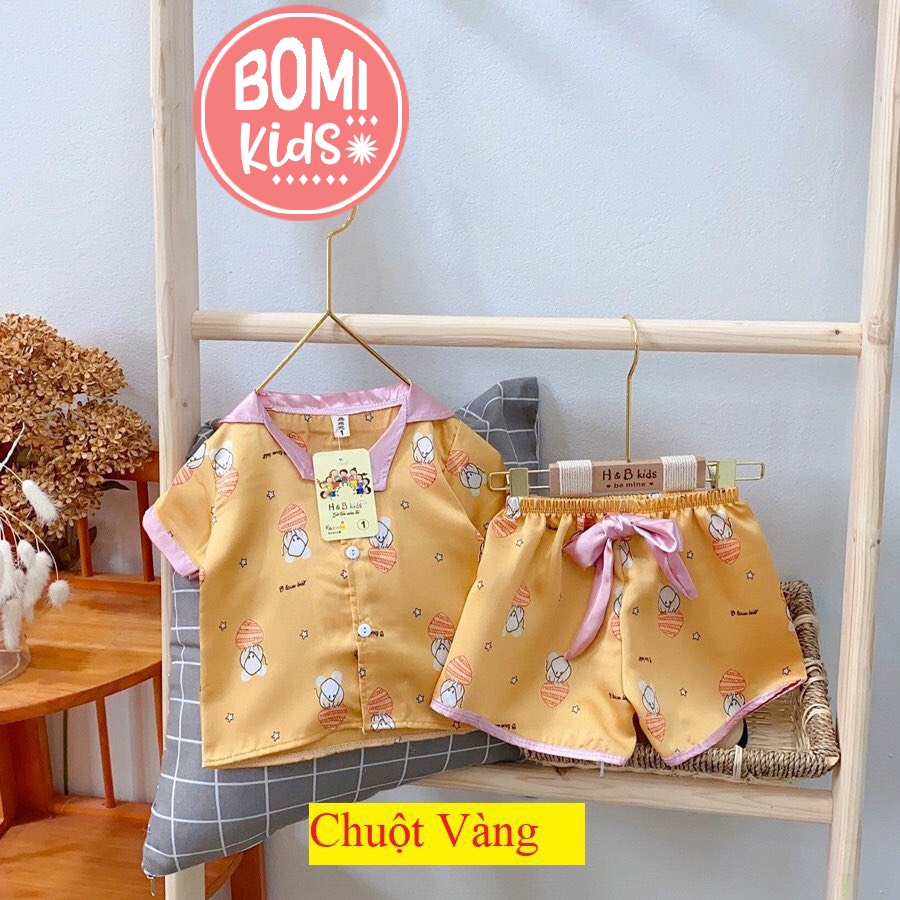 [ 10KG - 31KG ] Đồ Bộ Bé Gái Mặc Nhà Pijama Lụa Cao Cấp Tay Ngắn - Chất Liệu Lụa