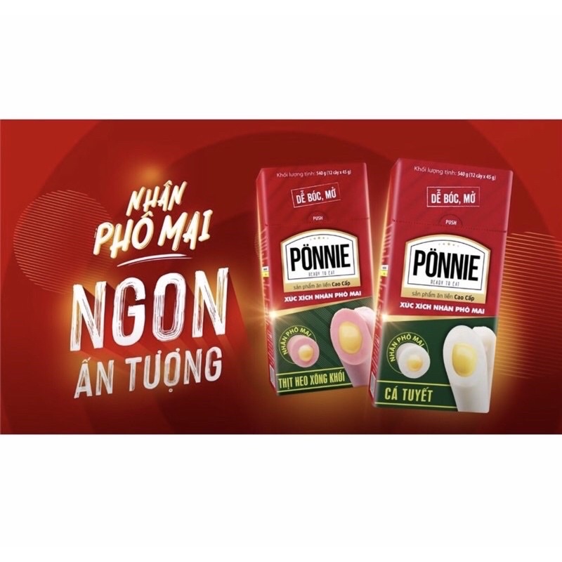Xúc xích nhân phô mai Ponnie hộp 12 cây