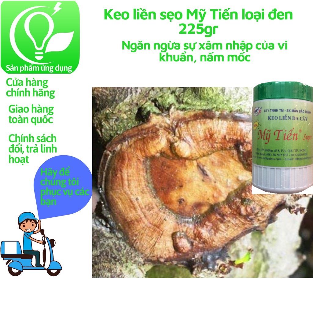 Keo liền sẹo cây Mỹ Tiến Loại 225gr - đen,liền da cây, liền nhanh vết cắt cây bonsai, hoa lan, cây cảnh