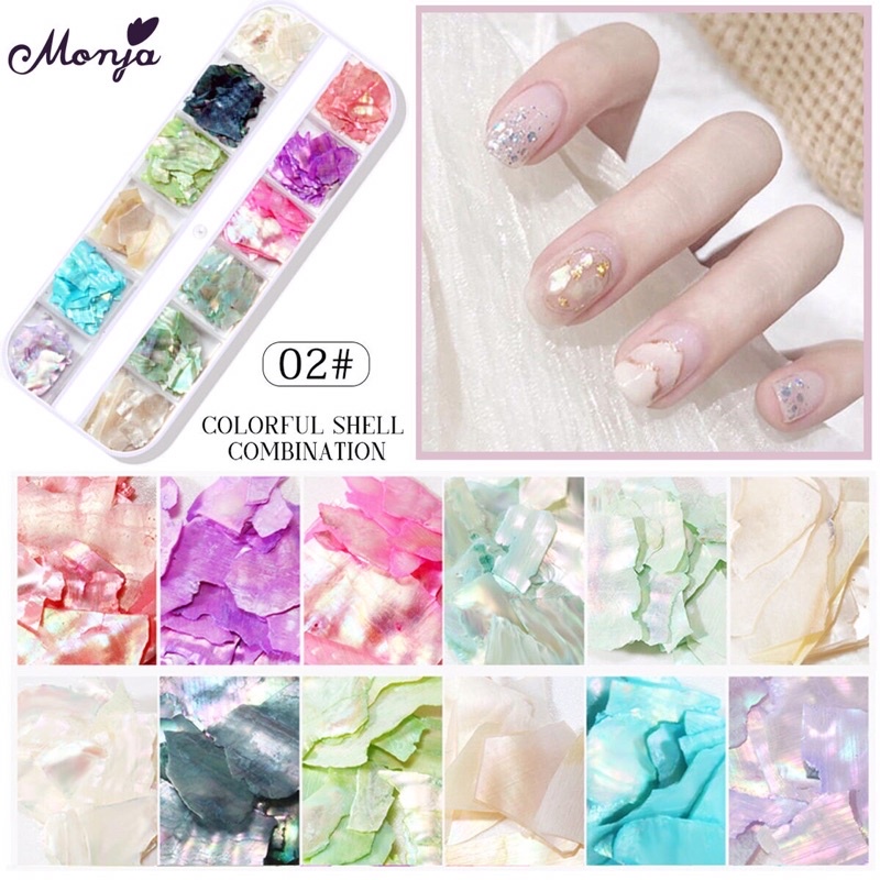 Xà cừ 12 màu khay dài làm Nail Hàn siêu đẹp