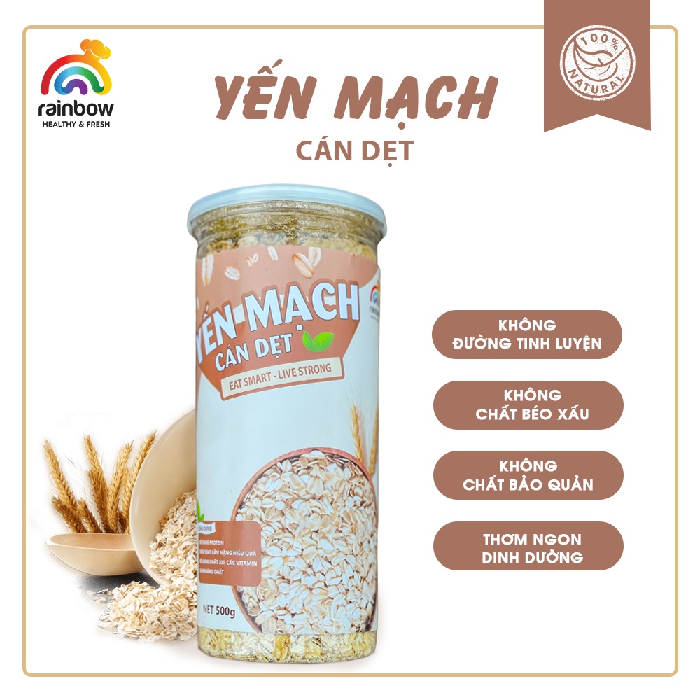 Hộp 500g Yến Mạch Hữu Cơ RAINBOW - Yến mạch Úc tươi cán dẹt, phù hợp giảm cân, Eat Clean