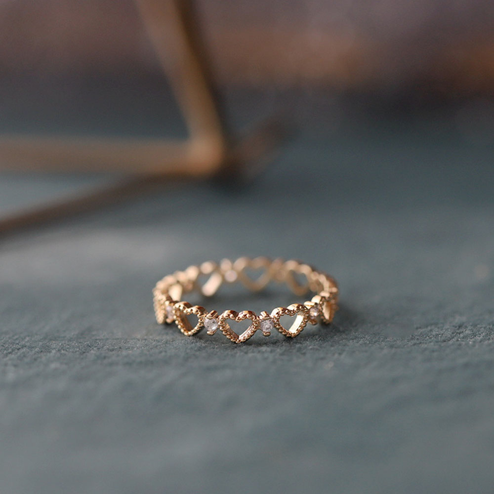 Nhẫn Đeo Tay Kim Loại Tạo Hình Trái Tim Phong Cách Hàn Quốc Cho Nữ