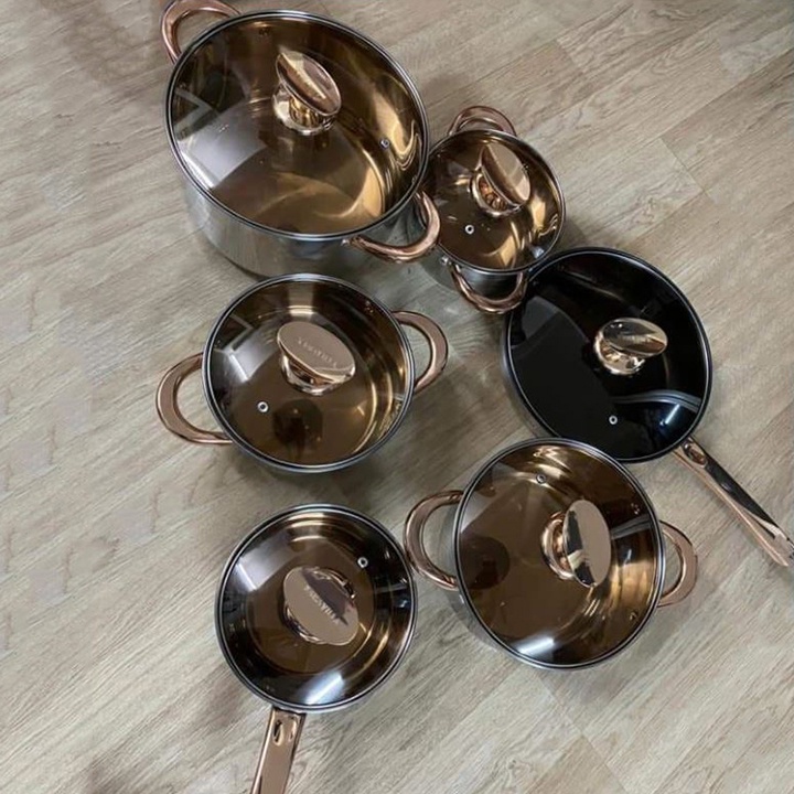 BỘ NỒI ĐỨC KAISA VILLA GỒM 6 MÓN 12 CHI TIẾT ĐÁY 9 LỚP(KV-6618)