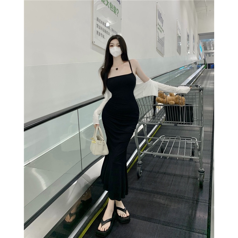 Đầm Hai Dây Lưng Cao Dáng Ôm Thời Trang Mùa Hè Quyến Rũ Cho Nữ