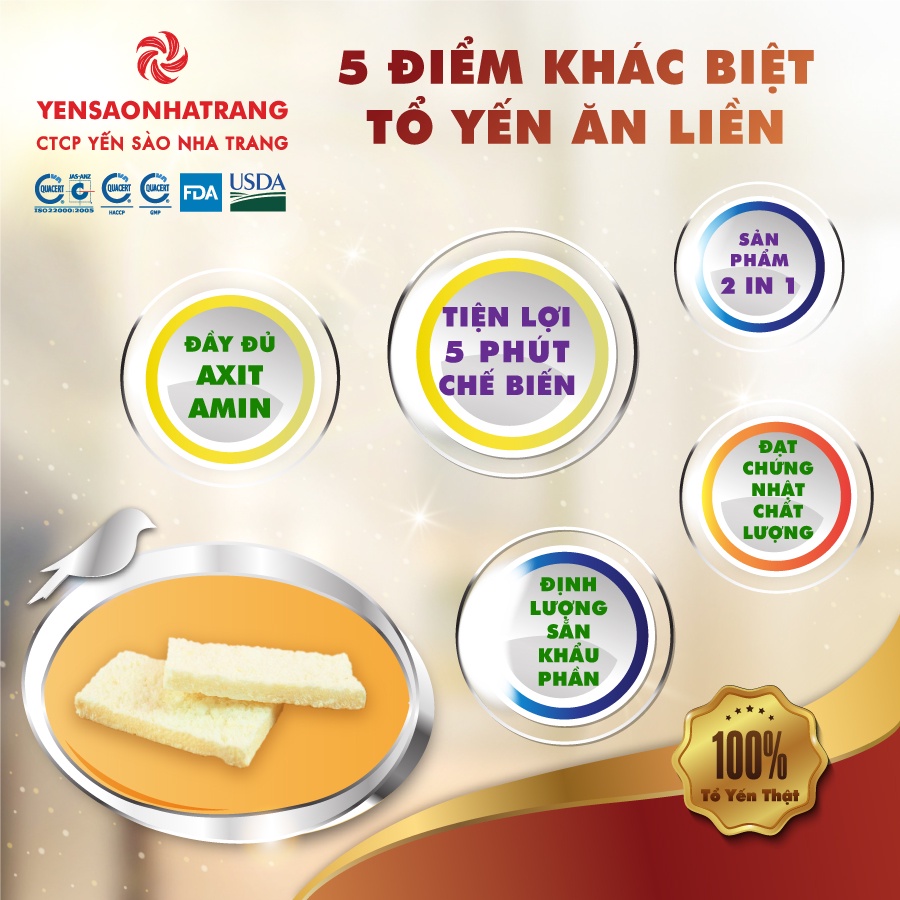 Tổ Yến Ăn Liền Hạt Sen Táo Đỏ 12g Yến Sào Nha Trang (bao bì mới)