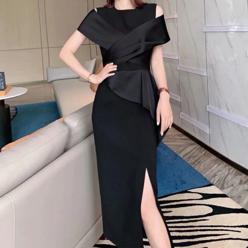 Váy Nữ Trễ Vai Xẻ Tà Cao Cấp Phong Cách Mới Mùa Hè