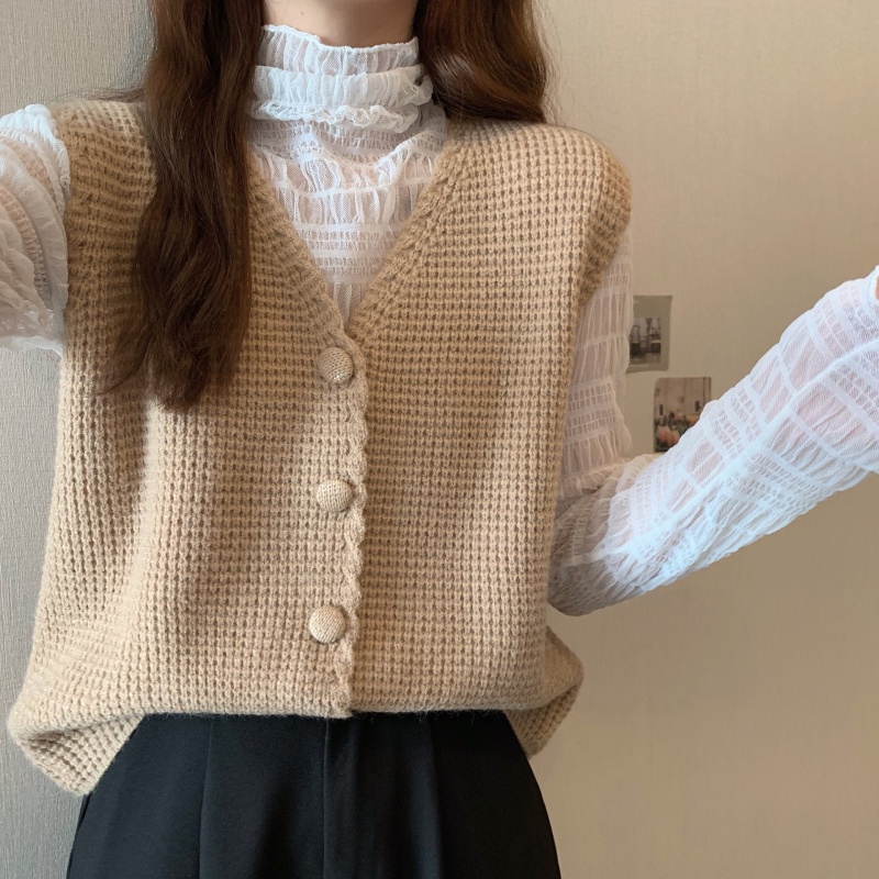 NUZIRO Áo ren  cổ chữ V không tay thời trang cho nữ