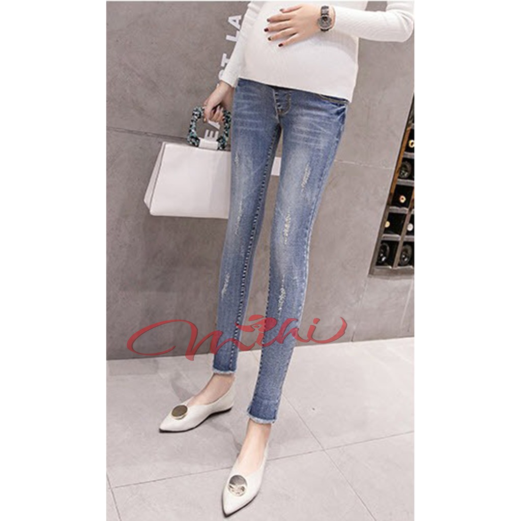 Quần bò bầu, quần Jean / Jeans cho bà bầu rách gấu - Hàng Quảng Châu chất đẹp (có ảnh THẬT)