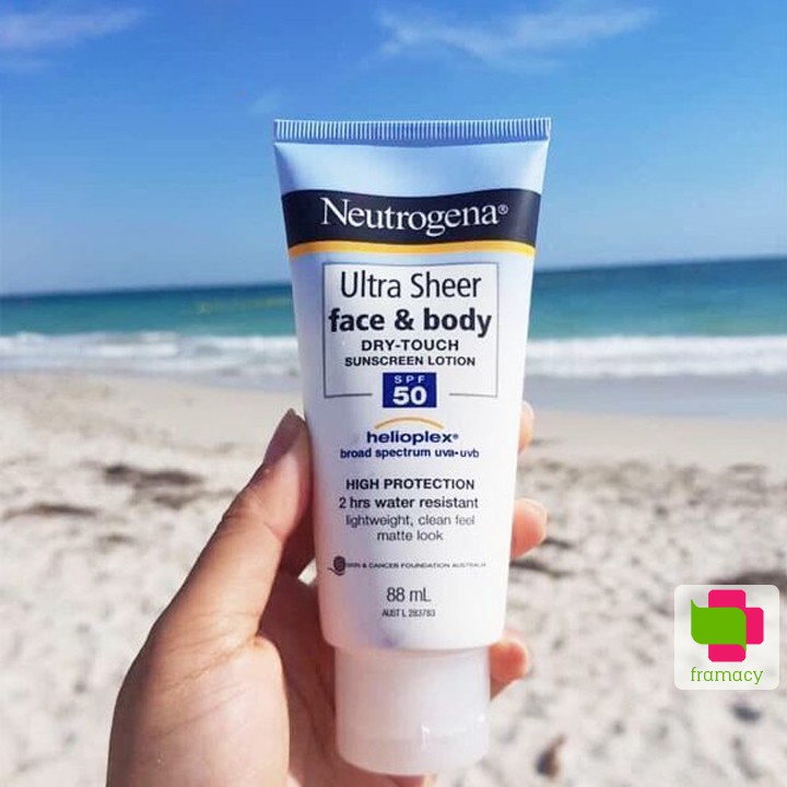 Kem chống nắng Neutrogena Ultra Sheer Dry-Touch SPF 50/50+/100+, Mỹ dùng được cho bé từ 6 tháng tuổi + người lớn mọi loạ