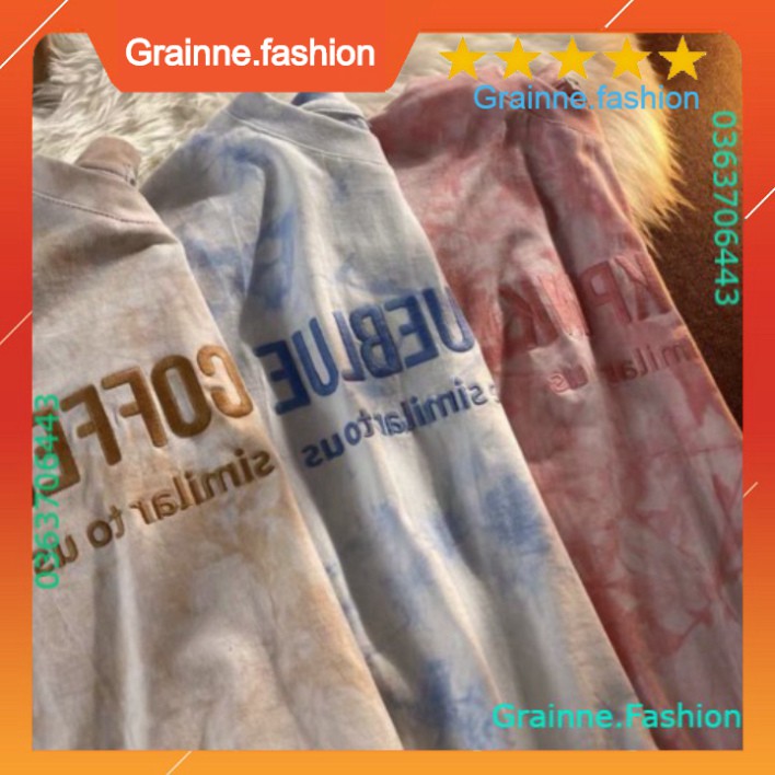 Áo Phông Loang In Chữ COFFE-PINK-BLUE Unisex 3 Màu - Áo Loang Thun mix màu Cofee Xanh Hồng Nâu Nam Nữ 💎👗👑- GNFShop