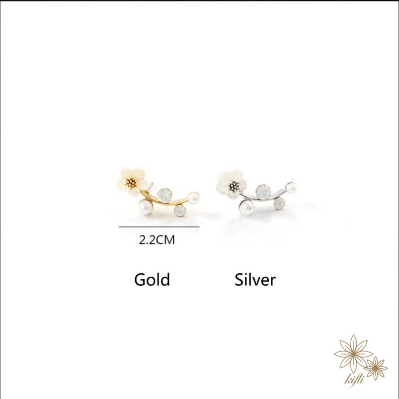 Bông tai mặt hình hoa đính đá xinh xắn cho nữ