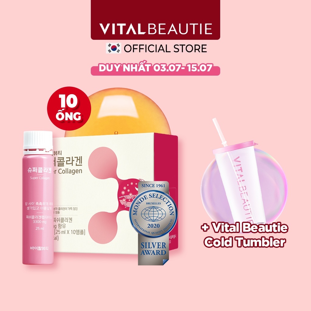 Nước uống collagen VITALBEAUTIE Super Collagen hỗ trợ làm đẹp da và ngăn ngừa lão hoá (25ml x 10 ống)