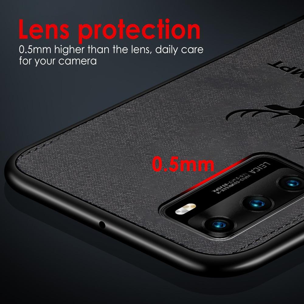 Ốp điện thoại silicone chống sốc mặt vải in hình hươu cho iPhone X XR XS Max 11 12 Pro Max 12 mini