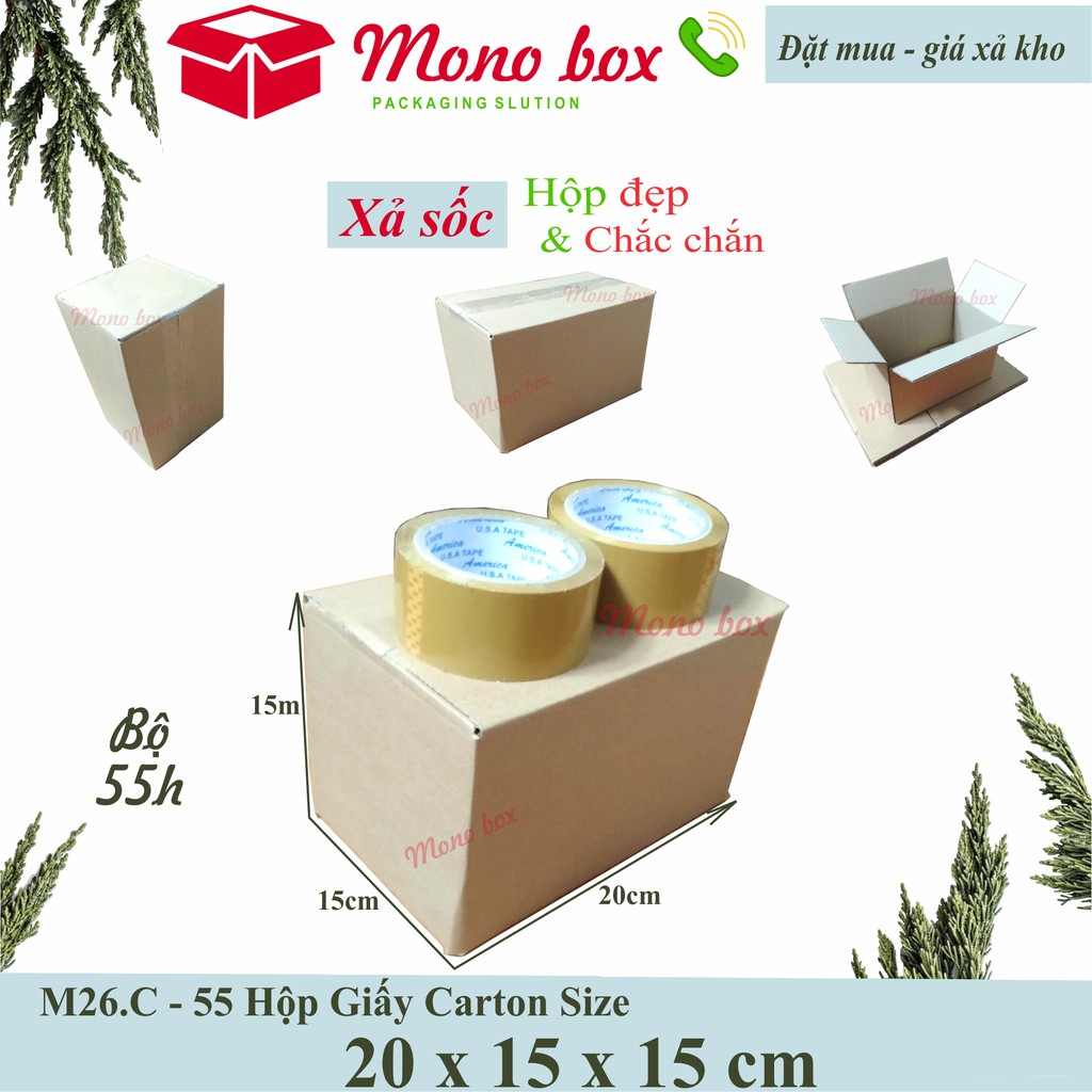 Bộ 55 thùng giấy carton 20x15x15