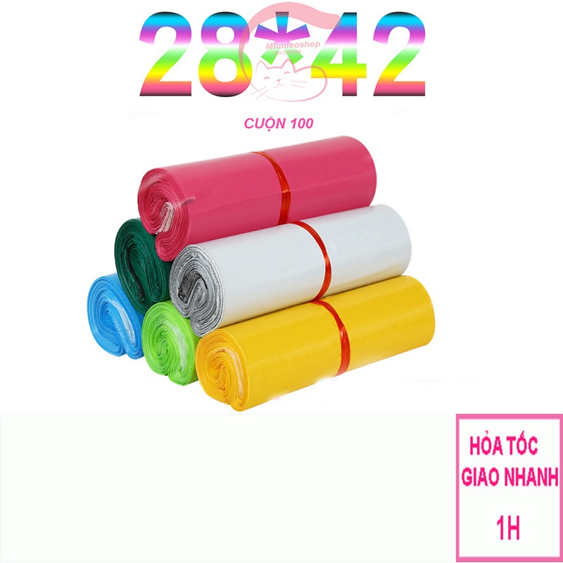 Túi gói hàng niêm phong  size 28x42 có mép dính tiện lợi(CUỘN 100C)