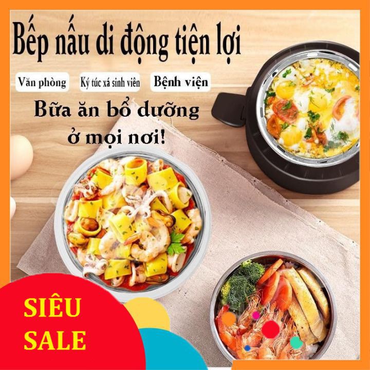 Hộp cơm văn phòng cắm điện đa năng tiện dụng dung tích lớn | Hộp đựng cơm 3 tầng inox cao cấp - BH 6 tháng