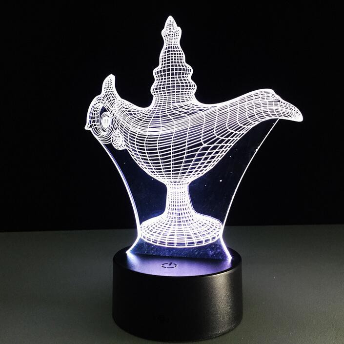 Đế chiếu đèn 3D hình cây đèn thần trong phim Aladin với 7 màu khác nhau và phụ kiện