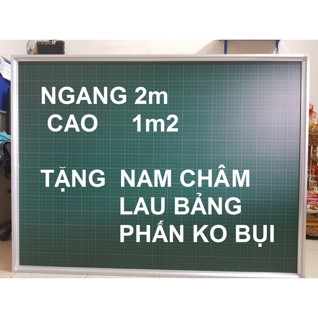 BẢNG TỪ XANH DB KẺ Ô LY TIỂU HỌC CAO CẤP KÍCH THƯỚC 120 x 200 cm TẶNG KÈM NAM CHÂM + LAU BẢNG + PHẤN