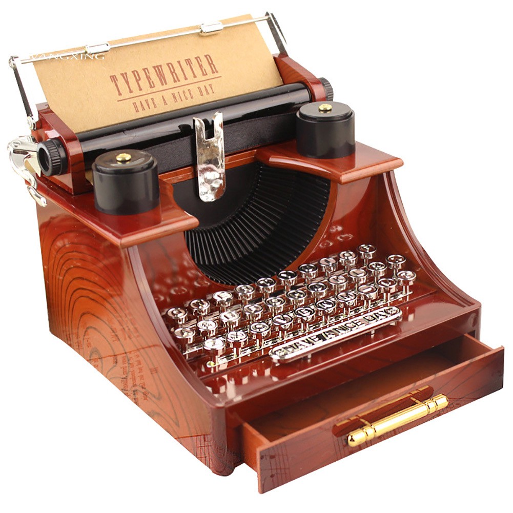 Đồ chơi hộp nhạc hình máy đánh chữ sáng tạo retro dành cho nữ