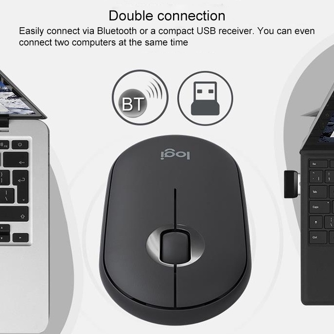 Chuột máy tính Logitech PEBBLE M350 mỏng nhẹ không dây kết nối Bluetooth 1000DPI Hàng chính hãng