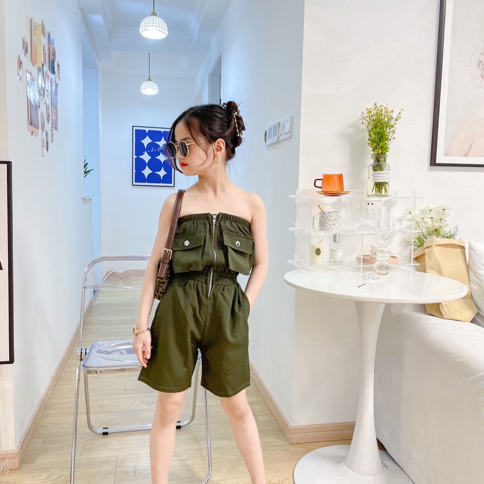 Jumpsuit Ngắn Có Khóa Kéo Phong Cách Hàn Quốc Thời Trang Mùa Hè Hàng Mới Dành Cho Bạn Gái