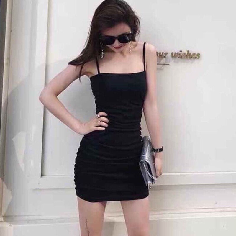 Váy Body 2 Dây Dúm Eo PEONYB Nữ [FREESHIP] 🌸 Đầm 2s trơn dáng ôm co giãn màu ĐEN | TRẮNG | TÍM Ulzzang SIÊU ĐẸP 🌸 | BigBuy360 - bigbuy360.vn