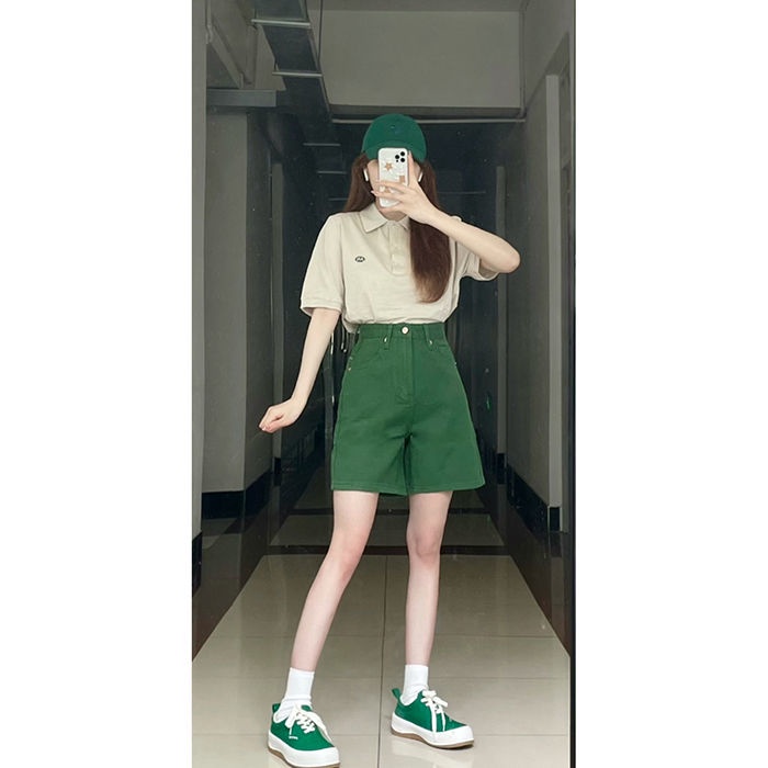 Quần Short Denim Lưng Cao Dáng Rộng Thời Trang Mùa Hè Phong Cách Mới Cho Nữ