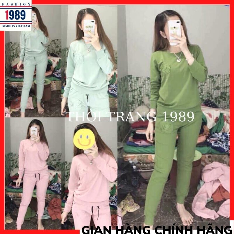 Bộ Đồ Mặc Nhà, Bộ Ngủ Nữ HOA TRÀ Thu Đông Dài Tay Trẻ Trung - Cá Tính - Lịch Sự, Diện Đẹp Lung Linh Từ Nhà Ra Phố TT1989