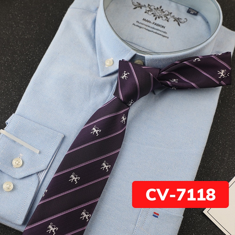 Cravat Nam cỡ trung 7cm cao cấp nhiều mẫu lựa chọn, cà vạt chú rể, Cavat dự tiệc, Calavat công sở CV-7118
