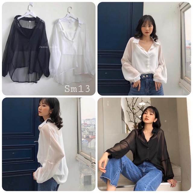 [ẢNH THẬT+VIDEO] Set Áo Sơ Mi Voan Mỏng Khoác Ngoài Và Áo Hai Dây Cùng Màu